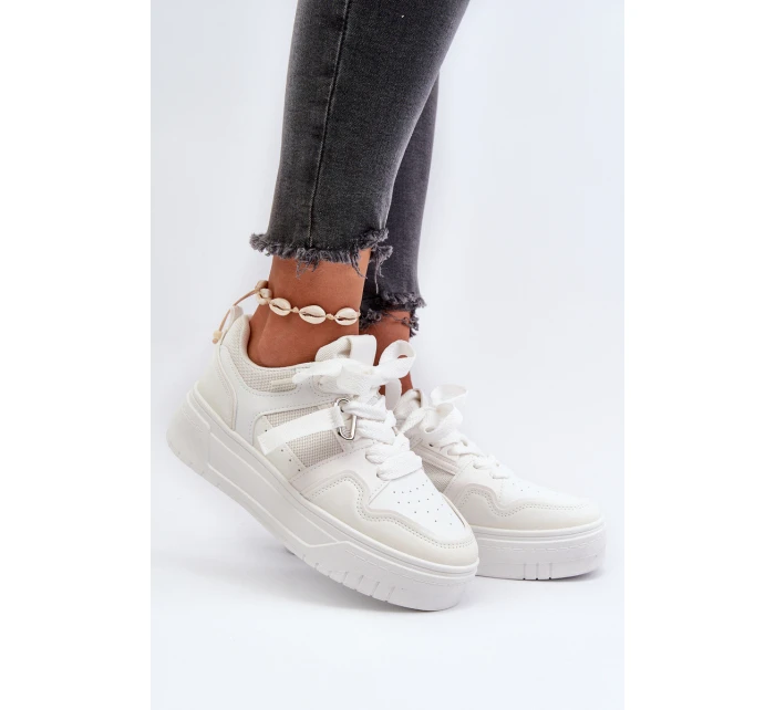 Dámské tenisky na platformě z ekokože Bílé model 21657718 - Boto Dámské tenisky na platformě z ekokože Bílé model 21657718 - Boto