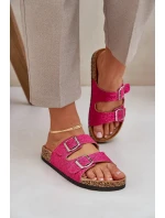 Textilní sandály na korkové podrážce s přezkami fuchsie model 21685385 - Boto