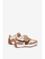 Dětské tenisky na suchý zip s leopardím vzorem tmavě béžové model 21688089 - Boto