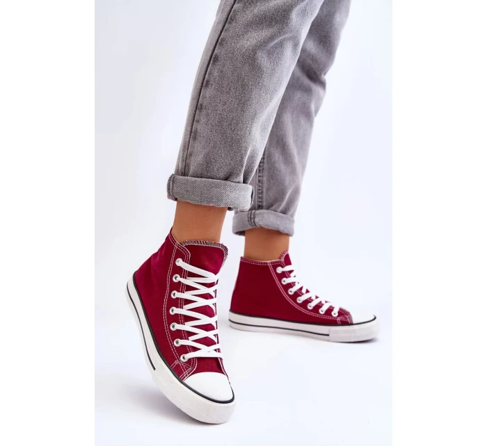 Dámské Klasické Vysoké Tenisky Bordó Remos