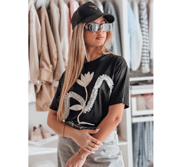 Dámské tričko oversize s 3D efektem černá model 21983071 - Dstreet