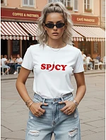 Dámske bavlnené tričko s potlačou, biele, FashionStreet NX8005RY
