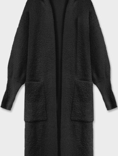 Dlhý čierny vlnený prehoz cez oblečenie typu alpaka s kapucňou (M105)