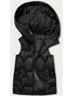 Černá dámská vesta s kapucí (B8171-1)