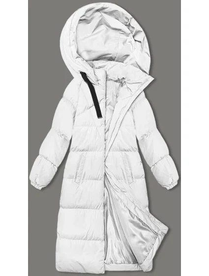 Biela dlhá hrubá dámska bunda s kapucňou (5M3163-281) Biela dlhá hrubá dámska bunda s kapucňou (5M3163-281)