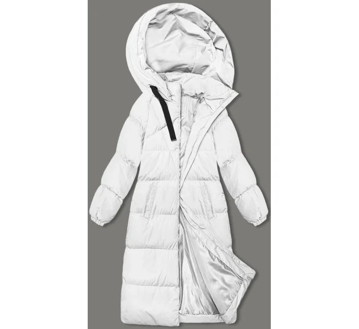 Biela dlhá hrubá dámska bunda s kapucňou (5M3163-281) Biela dlhá hrubá dámska bunda s kapucňou (5M3163-281)