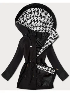 Tenká čierna dámska bunda s ozdobnou podšívkou J Style (16M9252-392)