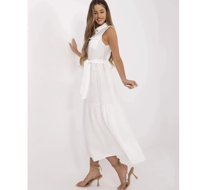 Elegantní dámské maxi šaty v krémové barvě model 21214408 - Factory Price Elegantní dámské maxi šaty v krémové barvě model 21214408 - Factory Price