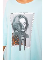 Šaty s potiskem a model 18744339 spodní částí mint - K-Fashion Šaty s potiskem a model 18744339 spodní částí mint - K-Fashion