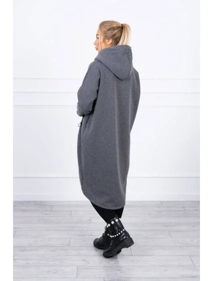Zateplená dlhá mikina v grafitovej melanžovej farbe