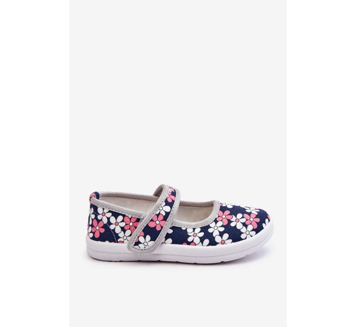 Dziecięce Baleriny W Kwiatuszki Granatowo-Szare Noah Dziecięce Baleriny W Kwiatuszki Granatowo-Szare Noah