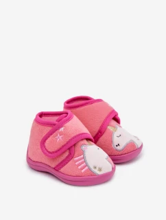 Detské papuče na suchý zips - fuchsiová Jeselle