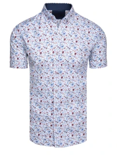 Pánská vzorovaná slim košile s krátkým rukávem bílá model 21989625 - Dstreet