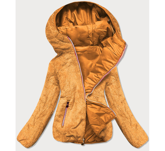 Dámska krátka bunda 2 v 1 v horčicovej farbe (H1029-37)