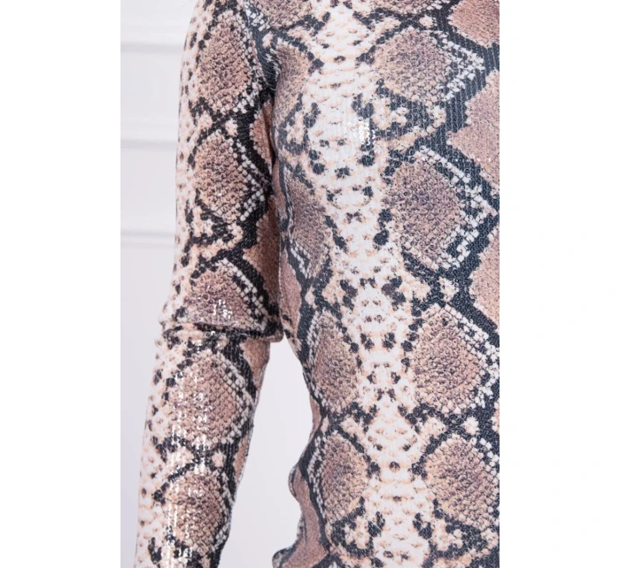 Flitrované šaty z hadej kože béžovej Flitrované šaty z hadej kože béžovej