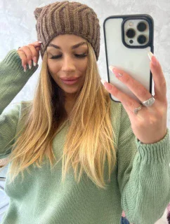 Fleecová čepice Paulina model 18750181 mocca - K-Fashion