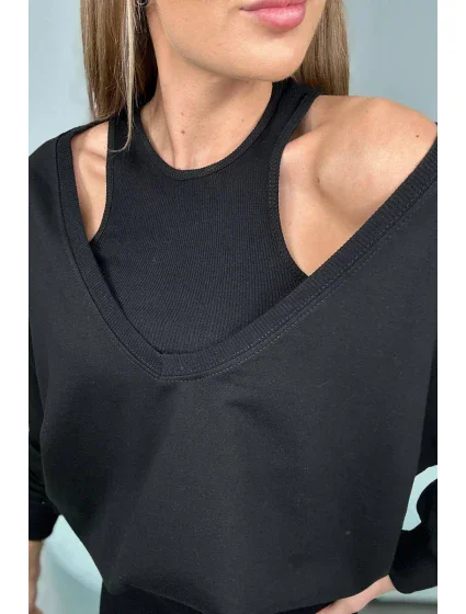 3-dielna sada mikina + top + legíny čierna