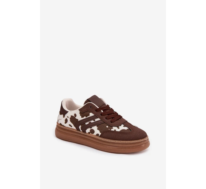 Dámské tenisky na platformě s potisky hnědé model 21757712 - Boto Dámské tenisky na platformě s potisky hnědé model 21757712 - Boto