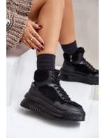 Dámske tenisky na platforme z jahňacej kože Lee Cooper Black Dámske tenisky na platforme z jahňacej kože Lee Cooper Black