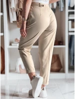 Ležérní dámské plisované kalhoty s páskem béžové Dstreet model 21985766 - FashionStreet