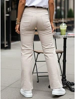 Spodnie damskie jeansowe z wysokim stanem beżowe model 22173047 - FashionStreet