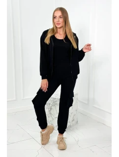Set 3 v 1 mikina + top + nohavice čierny