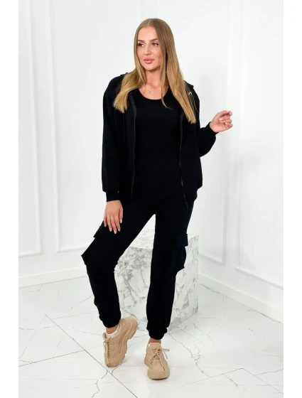 Set 3 v 1 mikina + top + nohavice čierny Set 3 v 1 mikina + top + nohavice čierny