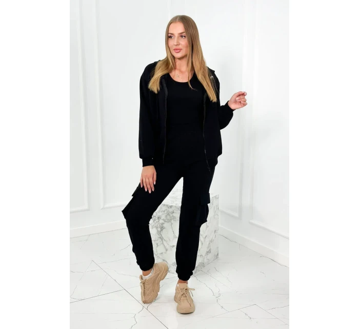 Set 3 v 1 mikina + top + nohavice čierny Set 3 v 1 mikina + top + nohavice čierny