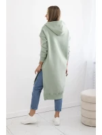 Zateplená mikina s bočnými otvormi tmavá mentolová
