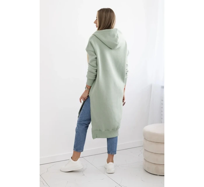 Zateplená mikina s bočnými otvormi tmavá mentolová