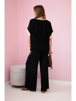 Viskózová súprava so zlatým lemovaním čierna