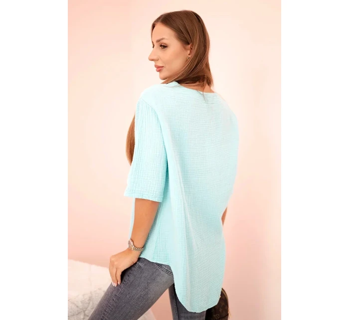 Dámska mušelínová košeľa s mätovým gombíkom