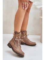 Botki Damskie Workery Ciemnobeżowe Perfecto