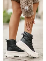 Skórzane Ocieplane Trampki Na Masywnej Platformie Big Star OO274A599 Czarne Skórzane Ocieplane Trampki Na Masywnej Platformie Big Star OO274A599 Czarne