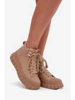 Dámské zateplené kozačky trapery na platformě Camel model 21747749 - Boto