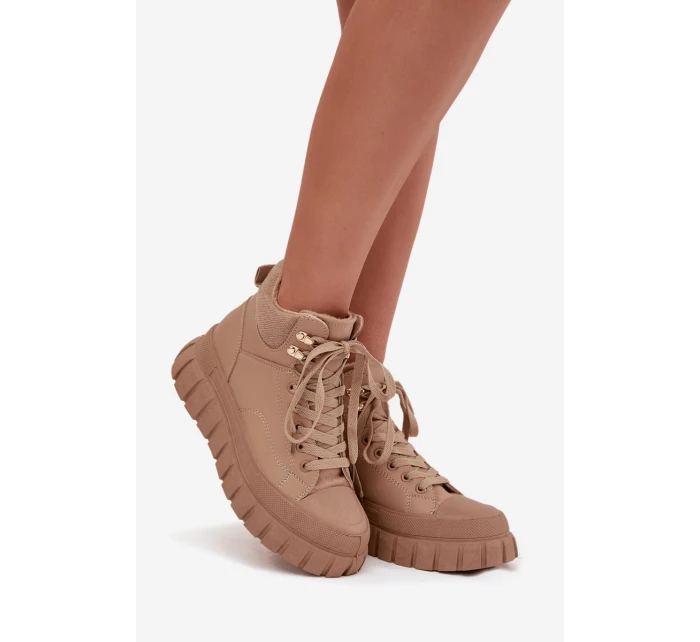 Dámské zateplené kozačky trapery na platformě Camel model 21747749 - Boto