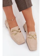Dámské mokasíny z pravé kůže se zlatým detailem D&A Béžové model 22031885 - S.Barski
