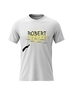 Pánské bavlněné tričko s potiskem - VLASTNOSTI - ROBERT - bílé
