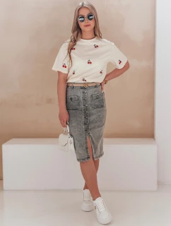 Džínsová midi sukňa GUZIKOVA sivá FashionStreet CY0510