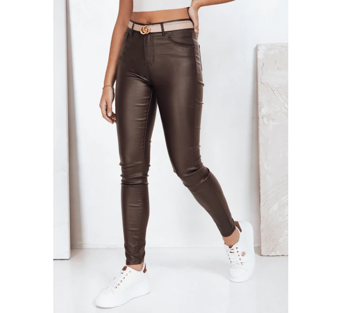 Hnedé kožené nohavice Dstreet UY2758