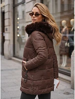 Dámska zimná prešívaná bunda s kapucňou, hnedá, FashionStreet TY5736 Dámska zimná prešívaná bunda s kapucňou, hnedá, FashionStreet TY5736