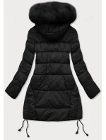 Dámska prešívaná zimná bunda s kapucňou čierna (7690)