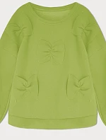 Dámska teplá mikina s mašľami limetkovo zelená (23999)