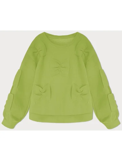 Teplá dámská mikina v barvě s mašlemi model 19742934 - MADE IN ITALY