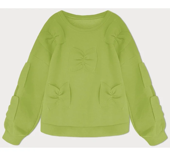 Teplá dámská mikina v barvě s mašlemi model 19742934 - MADE IN ITALY