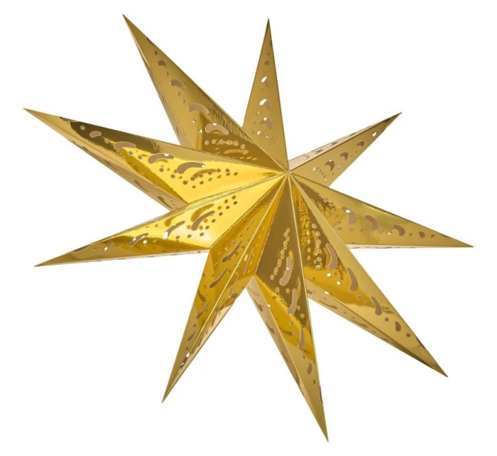 DEKORÁCIA PAPIEROVÁ HVIEZDICA Š.45 CM 9 ZLATÉ RÁMY detské