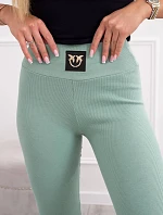 Pruhované legíny s vysokým pásom tmavo mätové