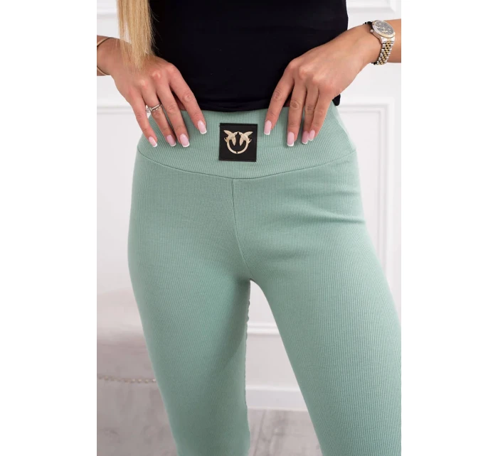 Pruhované legíny s vysokým pasem tmavě mátové Pruhované legíny s vysokým pasem tmavě mátové