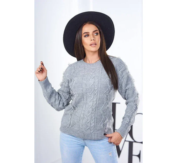 Sveter s pleteninou sivý Sveter s pleteninou sivý