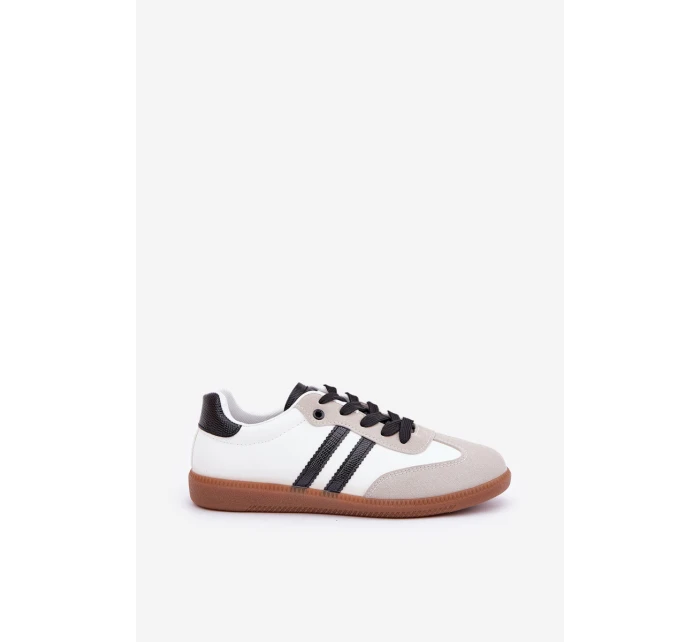 Niskie Trampki Tenisówki Damskie Biało-Czarne Loredis